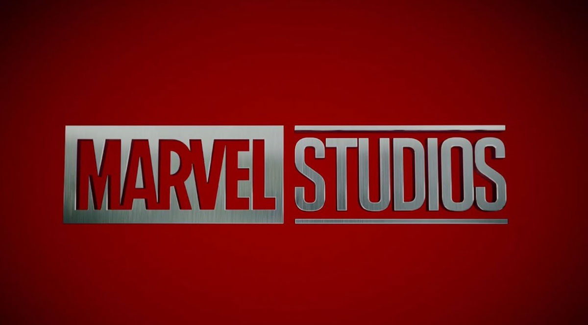 The Marvel Studios logo in bold, metallic red and silver letters on a red background.