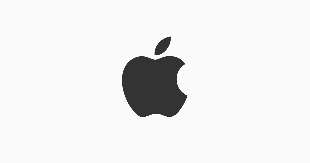 Apple logo featuring a black silhouette of an apple with a bite taken out of the right side.